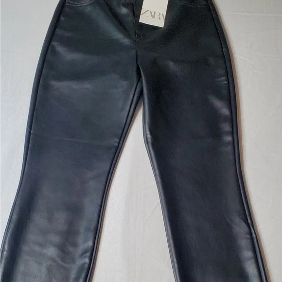 Zara High Waisted faux leather pants XS NEW - Picture 3 of 5